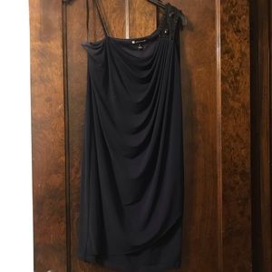 One shoulder strap evening wear dress.